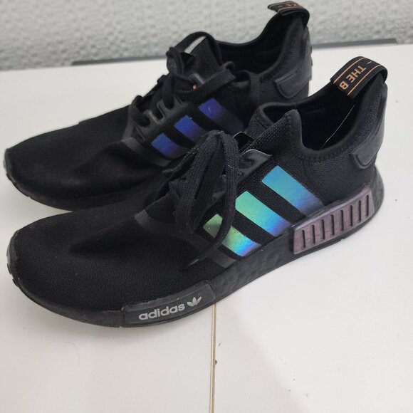 Adidas Ultra Boost Men's Size 10.5 Black and Iridescent Sneaker Shoes - Picture 9 of 13